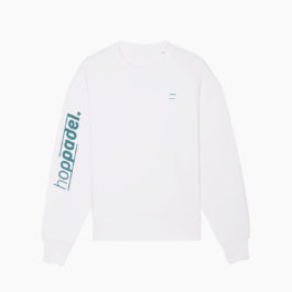 Hoppadel Sweater – Unisex – White & Petrol